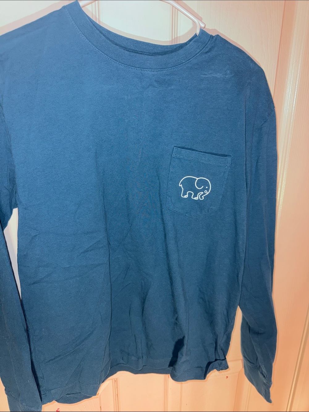 ivory ella Navy Long-Sleeve Pocket Tee with Elephant Logo